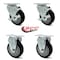 Service Caster 4 Inch Black Polyurethane Swivel Top Plate Caster Set with 2 Brakes 2 Rigid SCC SCC-20S414-PPUB-BLK-TLB-2-R414-2 - alternate 1